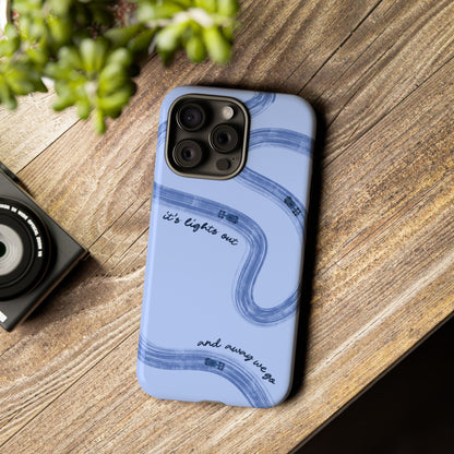 F1 Phone Case Monochrome Blue Painted "its lights out and away we go", Trendy F1 Gift, Formula 1 Gift, Cute F1 Phone Case, Phone Case