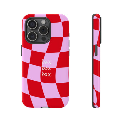 Pink and Red Checkered F1 Phone Case, Box Box Box F1 Phone Case
