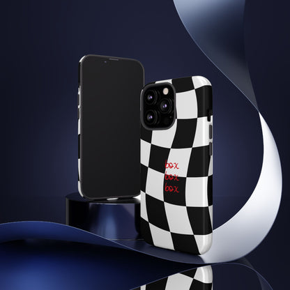 Black and Red Checkered F1 Phone Case, Box Box Box F1 Phone Case