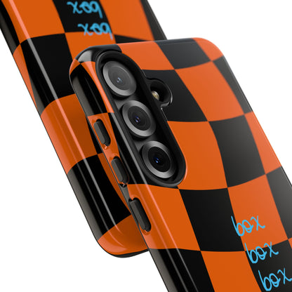 McLaren Orange and Black Checkered F1 Phone Case, Box Box Box F1 Phone Case