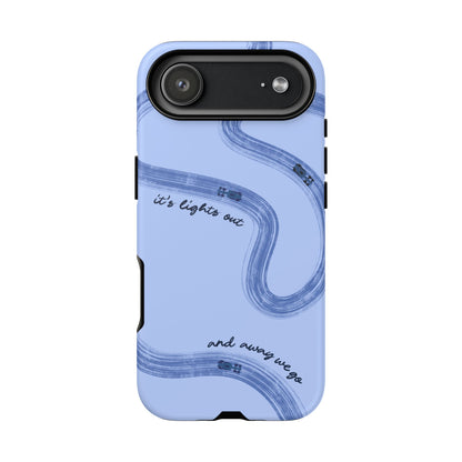 F1 Phone Case Monochrome Blue Painted "its lights out and away we go", Trendy F1 Gift, Formula 1 Gift, Cute F1 Phone Case, Phone Case
