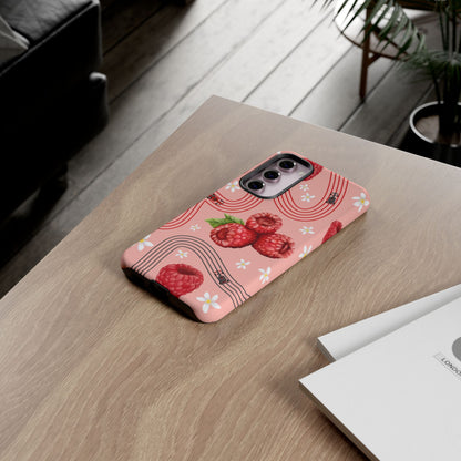 Red F1 Haas and Raspberries Phone Case, Trendy F1 Gift, Formula 1 Gift, Cute Fruit F1 Phone Case, Unique Phone Case