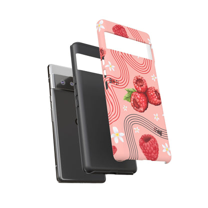 Red F1 Haas and Raspberries Phone Case, Trendy F1 Gift, Formula 1 Gift, Cute Fruit F1 Phone Case, Unique Phone Case