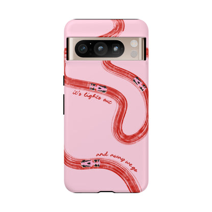 F1 Phone Case Pink and Red Painted "its lights out and away we go", Trendy F1 Gift, Formula 1 Gift, Cute F1 Phone Case, Unique Phone Case