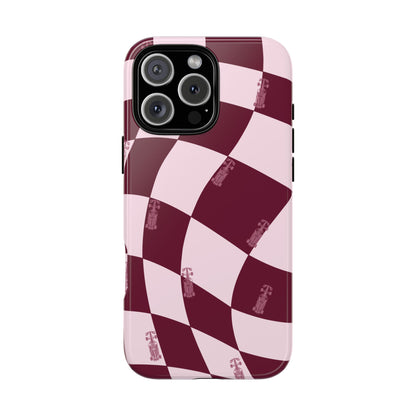 F1 Phone Case Pink Checkered Design, Trendy F1 Gift, Formula 1 Gift, Cute F1 Phone Case, Unique Formula One Phone Case