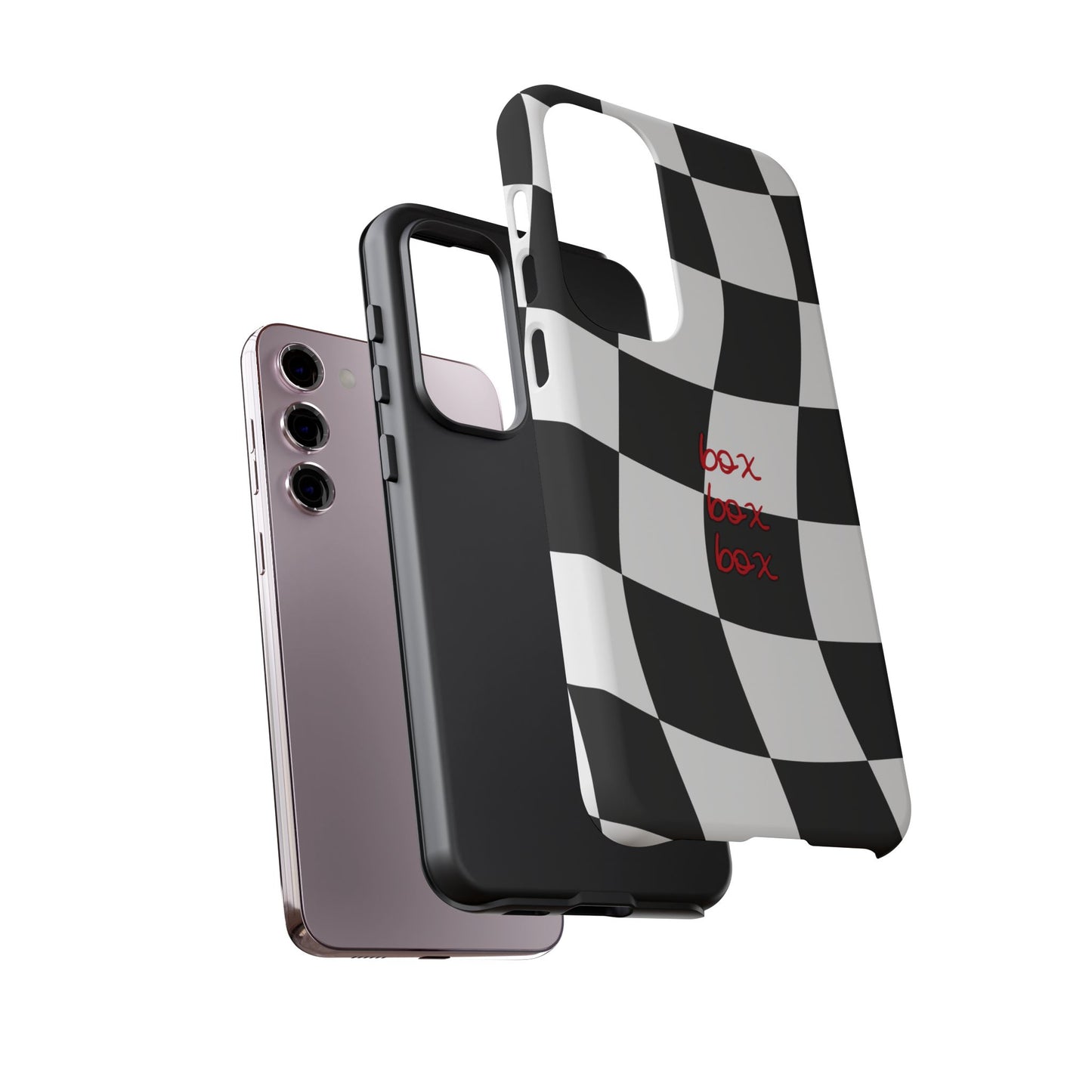 Black and Red Checkered F1 Phone Case, Box Box Box F1 Phone Case
