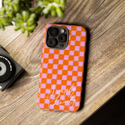 Simply Lovely Orange and Pink Checkered F1 Phone Case Design, Trendy F1 Gift, Formula 1 Gift, Cute F1 Phone Case