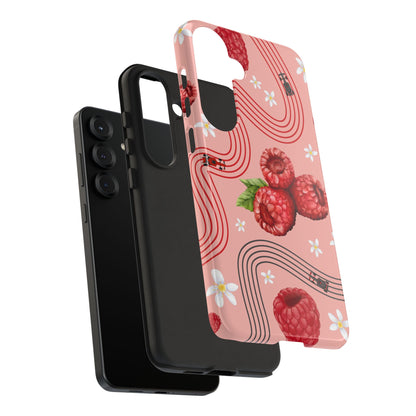 Red F1 Haas and Raspberries Phone Case, Trendy F1 Gift, Formula 1 Gift, Cute Fruit F1 Phone Case, Unique Phone Case