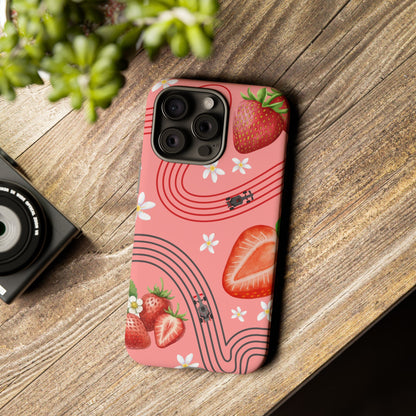 Red F1 Audi and Strawberries Phone Case, Trendy F1 Gift, Formula 1 Gift, Cute Fruit F1 Phone Case, Unique Phone Case