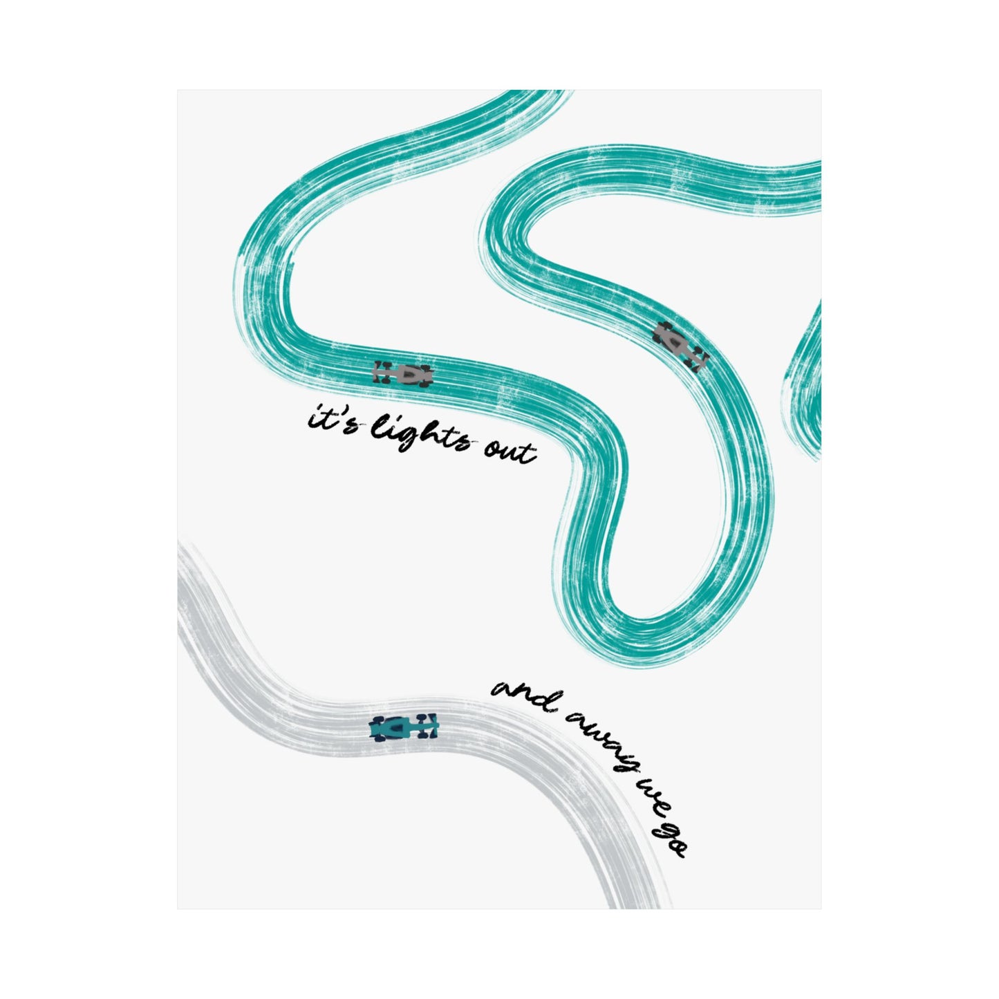 Mercedes Teal and Silver F1 Matte Vertical Poster | F1 Giclée Art Print (US SIZING)