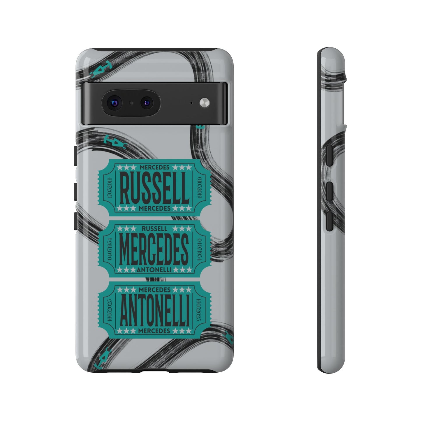 Mercedes F1 Phone Case Painted Ticket Stubs, Trendy F1 Gift, Formula 1 Gift, Cute F1 Phone Case