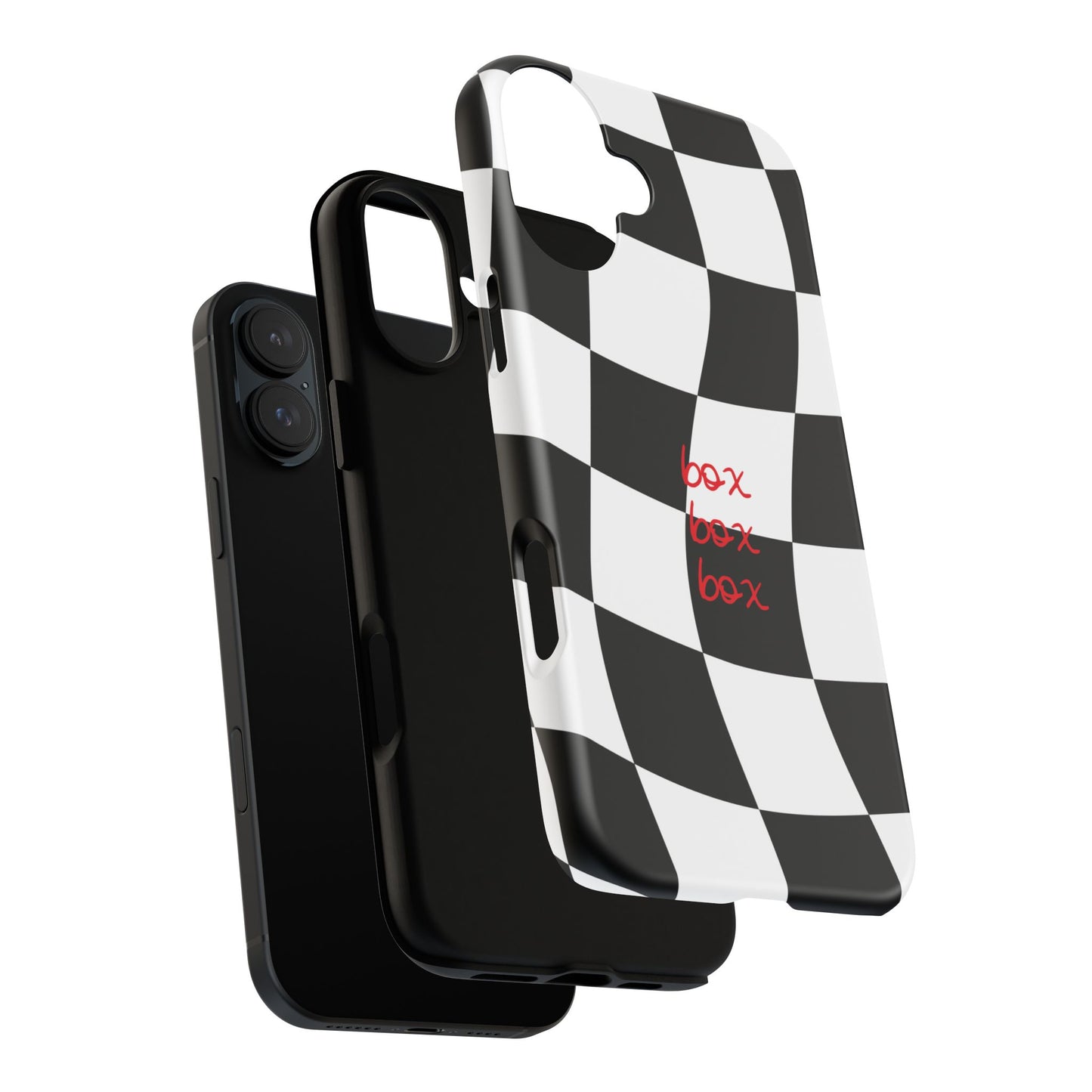 Black and Red Checkered F1 Phone Case, Box Box Box F1 Phone Case
