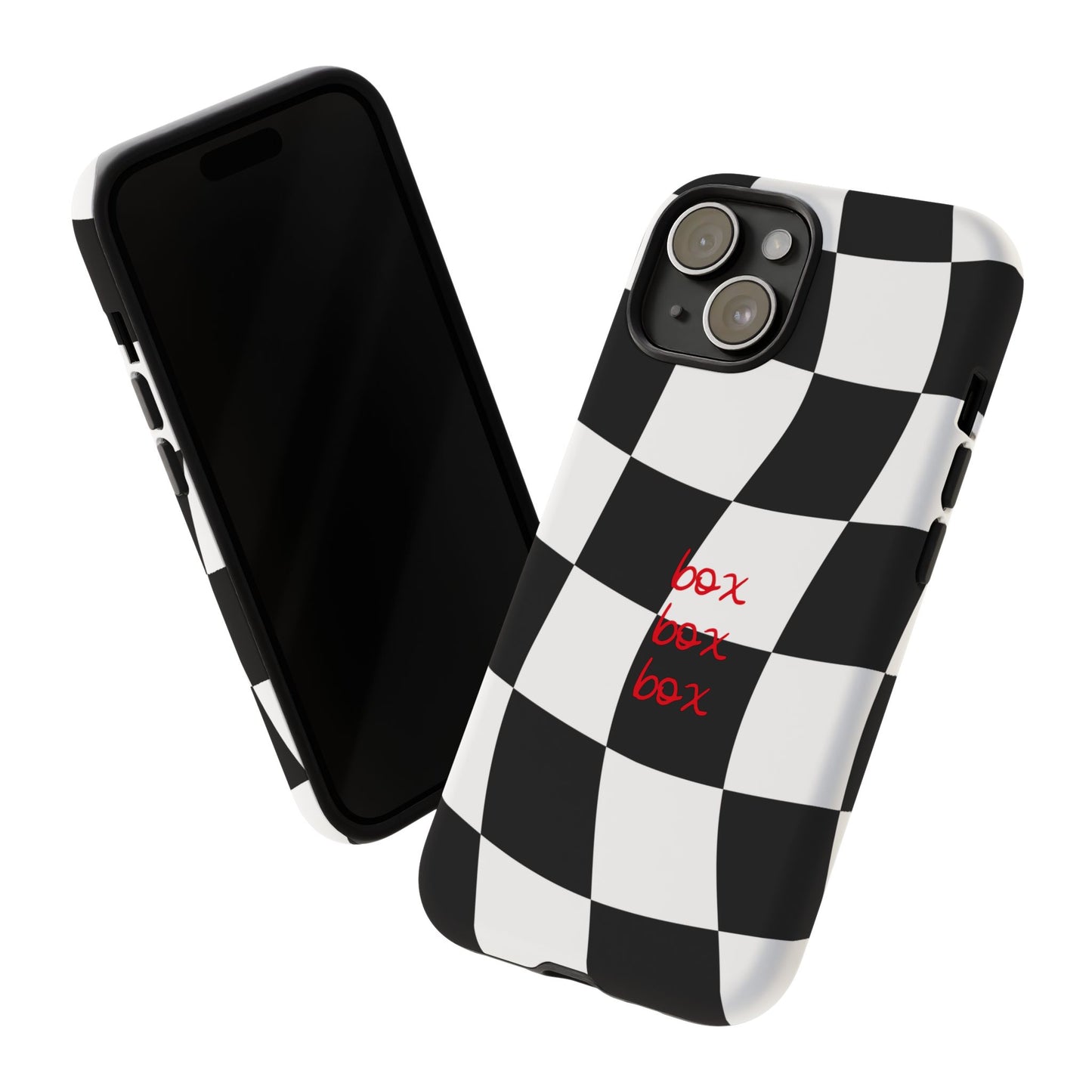 Black and Red Checkered F1 Phone Case, Box Box Box F1 Phone Case