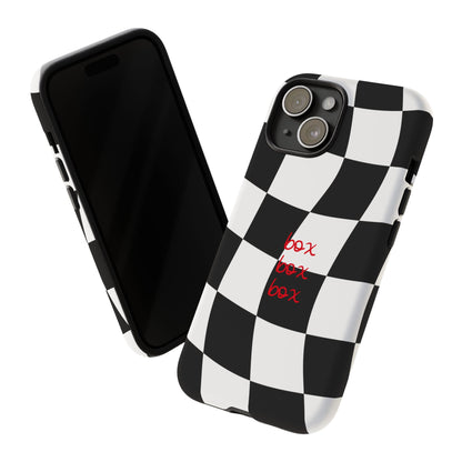 Black and Red Checkered F1 Phone Case, Box Box Box F1 Phone Case