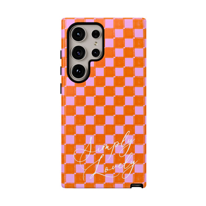 Simply Lovely Orange and Pink Checkered F1 Phone Case Design, Trendy F1 Gift, Formula 1 Gift, Cute F1 Phone Case