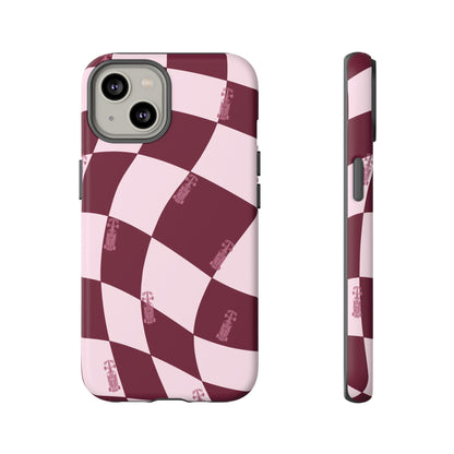 F1 Phone Case Pink Checkered Design, Trendy F1 Gift, Formula 1 Gift, Cute F1 Phone Case, Unique Formula One Phone Case