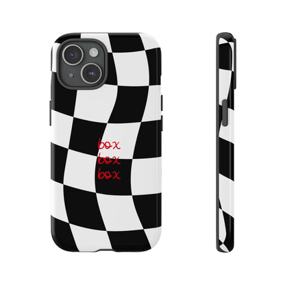 Black and Red Checkered F1 Phone Case, Box Box Box F1 Phone Case