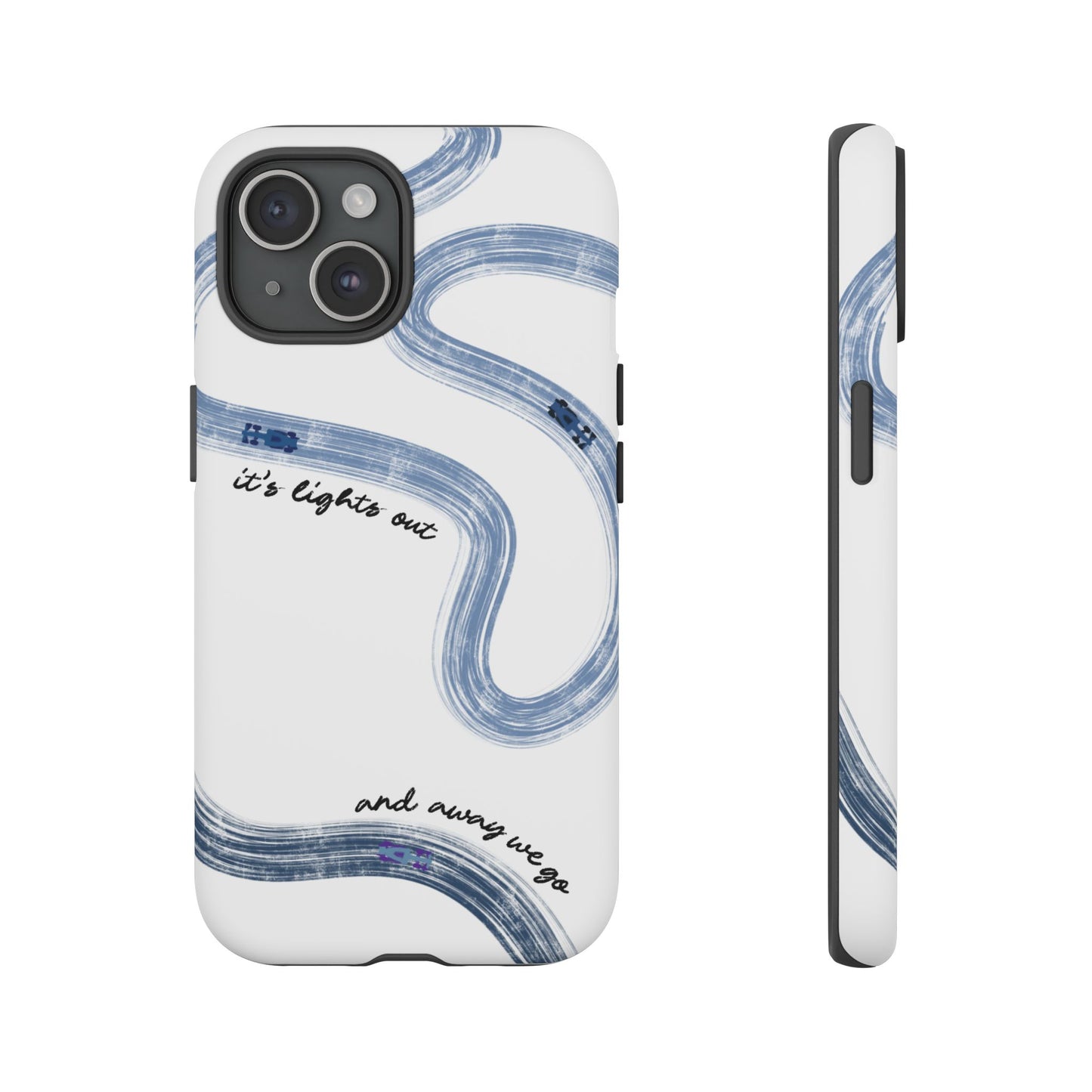 F1 Phone Case Blue Painted "its lights out and away we go", Trendy F1 Gift, Formula 1 Gift, Cute F1 Phone Case, Gift for F1 Fans