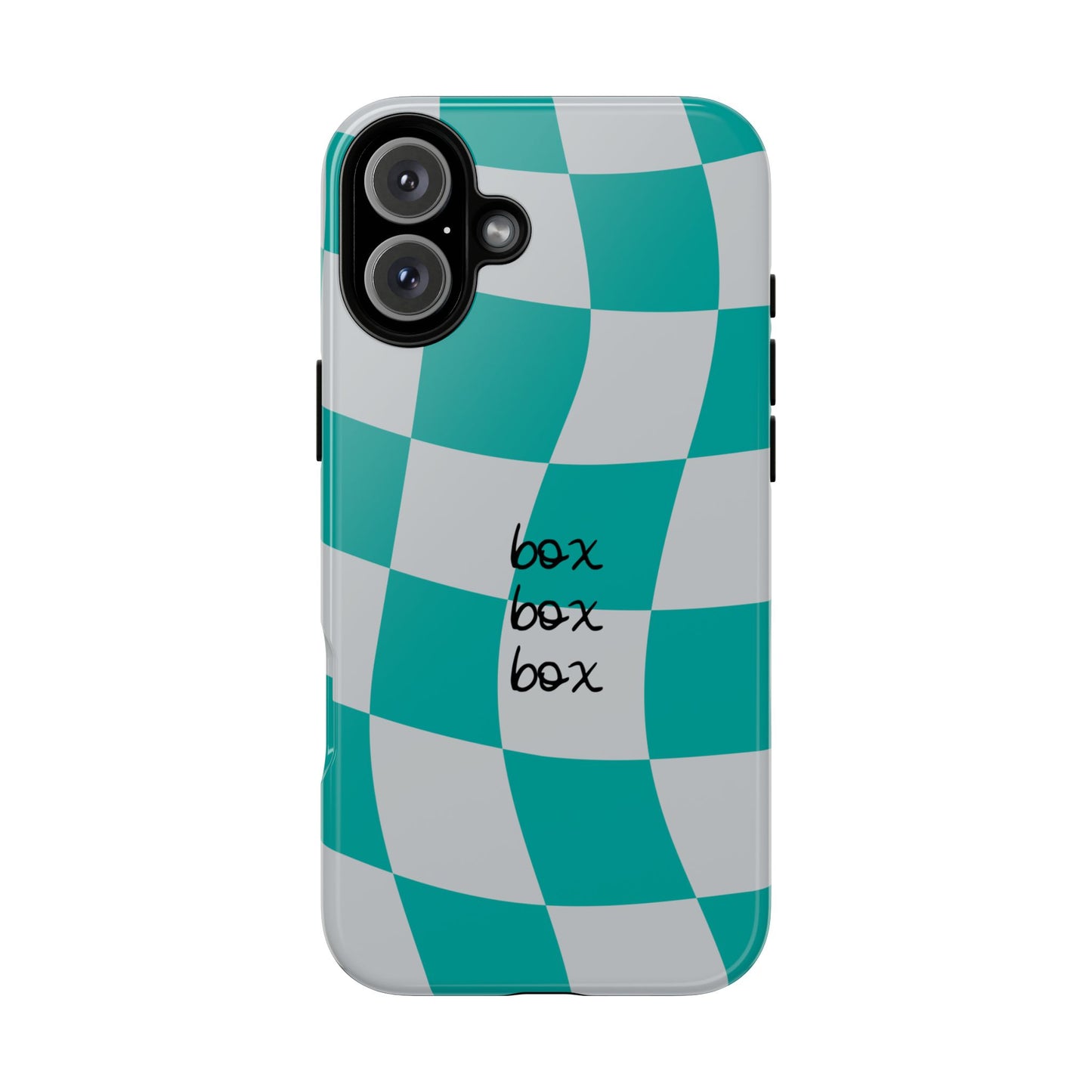 Mercedes Teal and Grey Checkered F1 Phone Case, Box Box Box F1 Phone Case