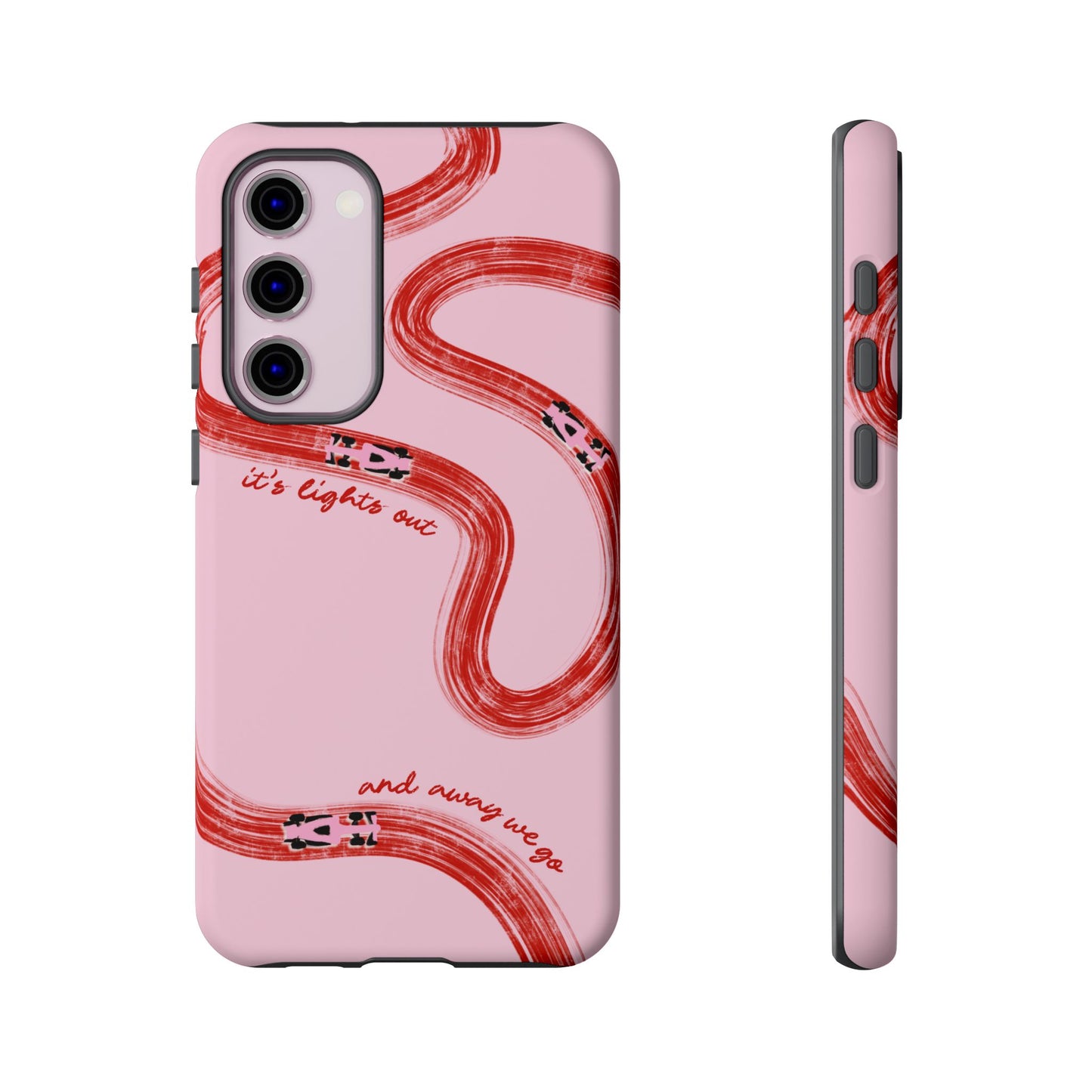 F1 Phone Case Pink and Red Painted "its lights out and away we go", Trendy F1 Gift, Formula 1 Gift, Cute F1 Phone Case, Unique Phone Case