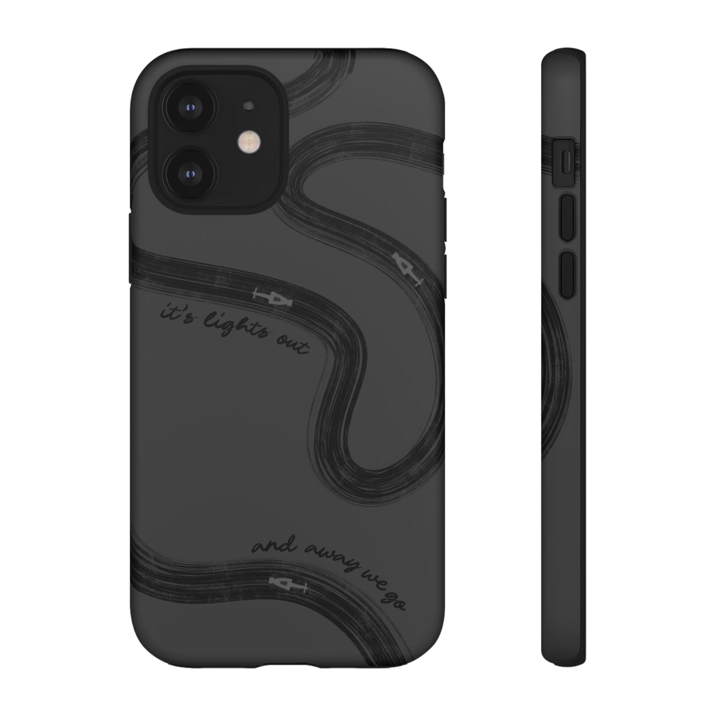 F1 Phone Case Monochrome Black Painted "its lights out and away we go", Trendy F1 Gift, Formula 1 Gift, Cute F1 Phone Case, Phone Case
