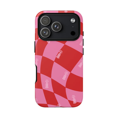F1 Phone Case Pink and Red Checkerboard Design, Trendy F1 Gift, Girly Formula 1 Gift, Cute F1 Phone Case, Unique Formula One Phone Case