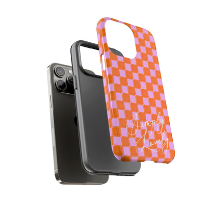 Simply Lovely Orange and Pink Checkered F1 Phone Case Design, Trendy F1 Gift, Formula 1 Gift, Cute F1 Phone Case