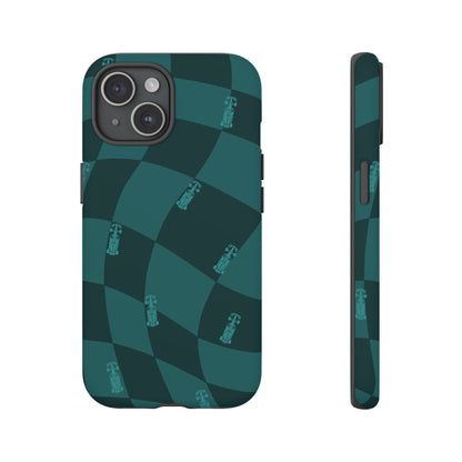 F1 Phone Case Teal Checkered Design, Trendy F1 Gift, Formula 1 Gift, Cute F1 Phone Case, Unique Formula One Phone Case