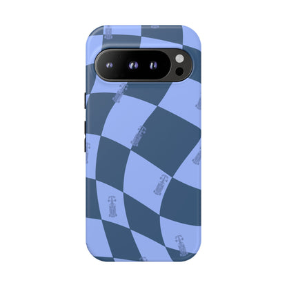 F1 Phone Case Blue Checkerboard Design, Trendy F1 Gift, Formula 1 Gift, Cute F1 Phone Case, Unique Formula One Phone Case