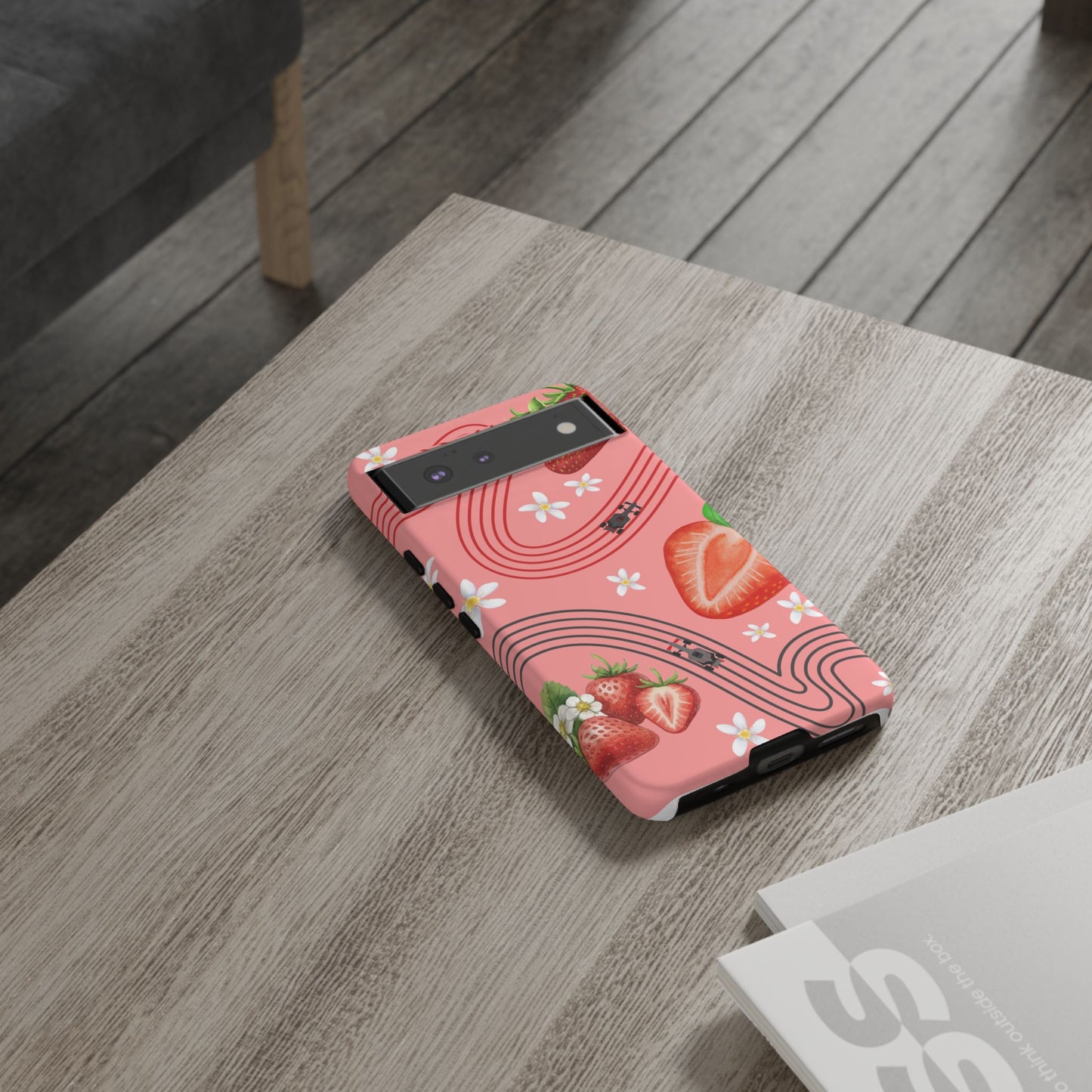 Red F1 Audi and Strawberries Phone Case, Trendy F1 Gift, Formula 1 Gift, Cute Fruit F1 Phone Case, Unique Phone Case