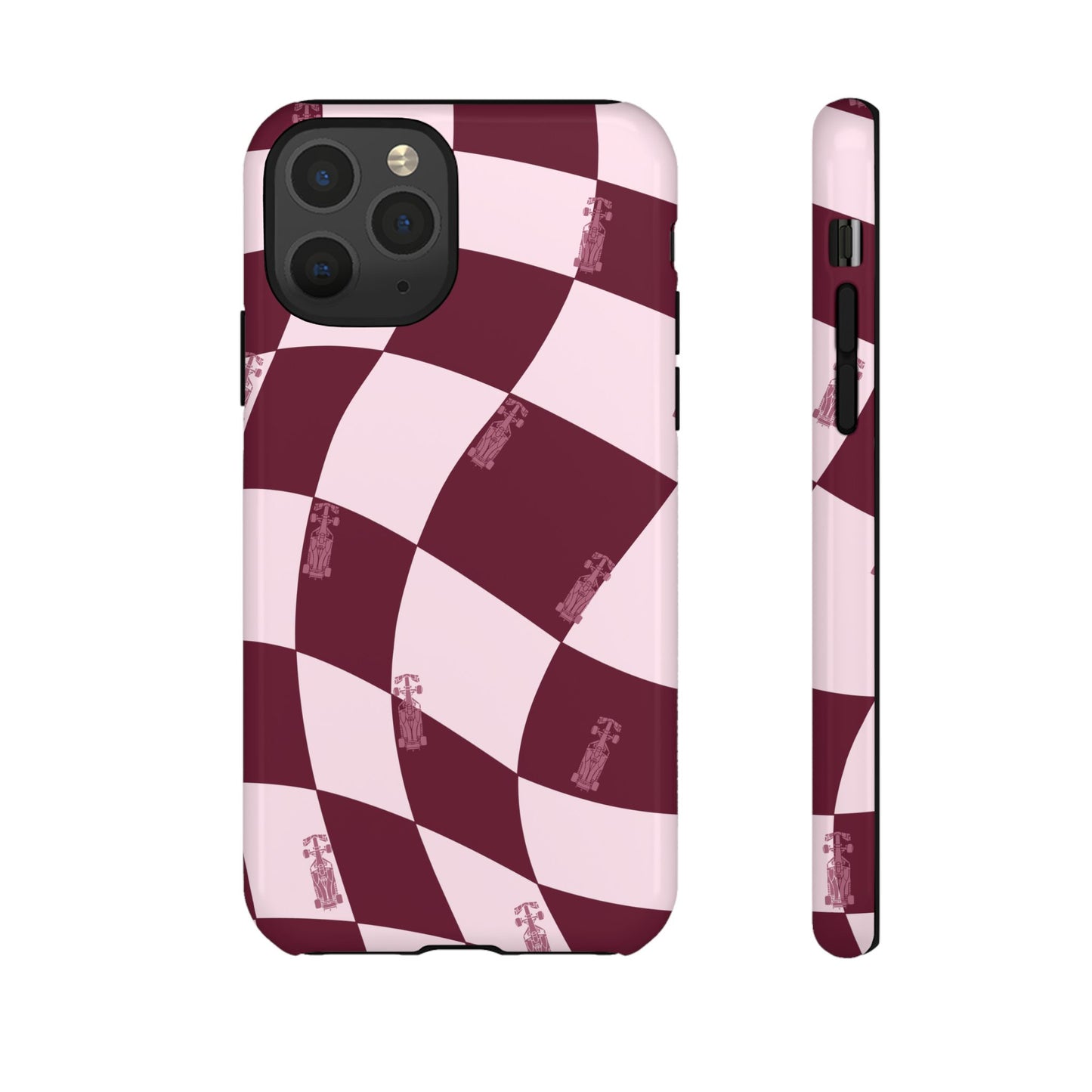 F1 Phone Case Pink Checkered Design, Trendy F1 Gift, Formula 1 Gift, Cute F1 Phone Case, Unique Formula One Phone Case