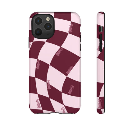 F1 Phone Case Pink Checkered Design, Trendy F1 Gift, Formula 1 Gift, Cute F1 Phone Case, Unique Formula One Phone Case