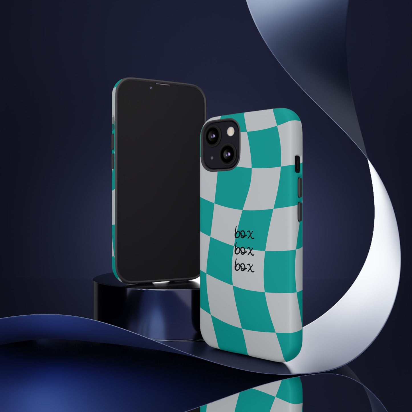 Mercedes Teal and Grey Checkered F1 Phone Case, Box Box Box F1 Phone Case