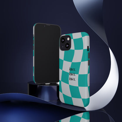 Mercedes Teal and Grey Checkered F1 Phone Case, Box Box Box F1 Phone Case