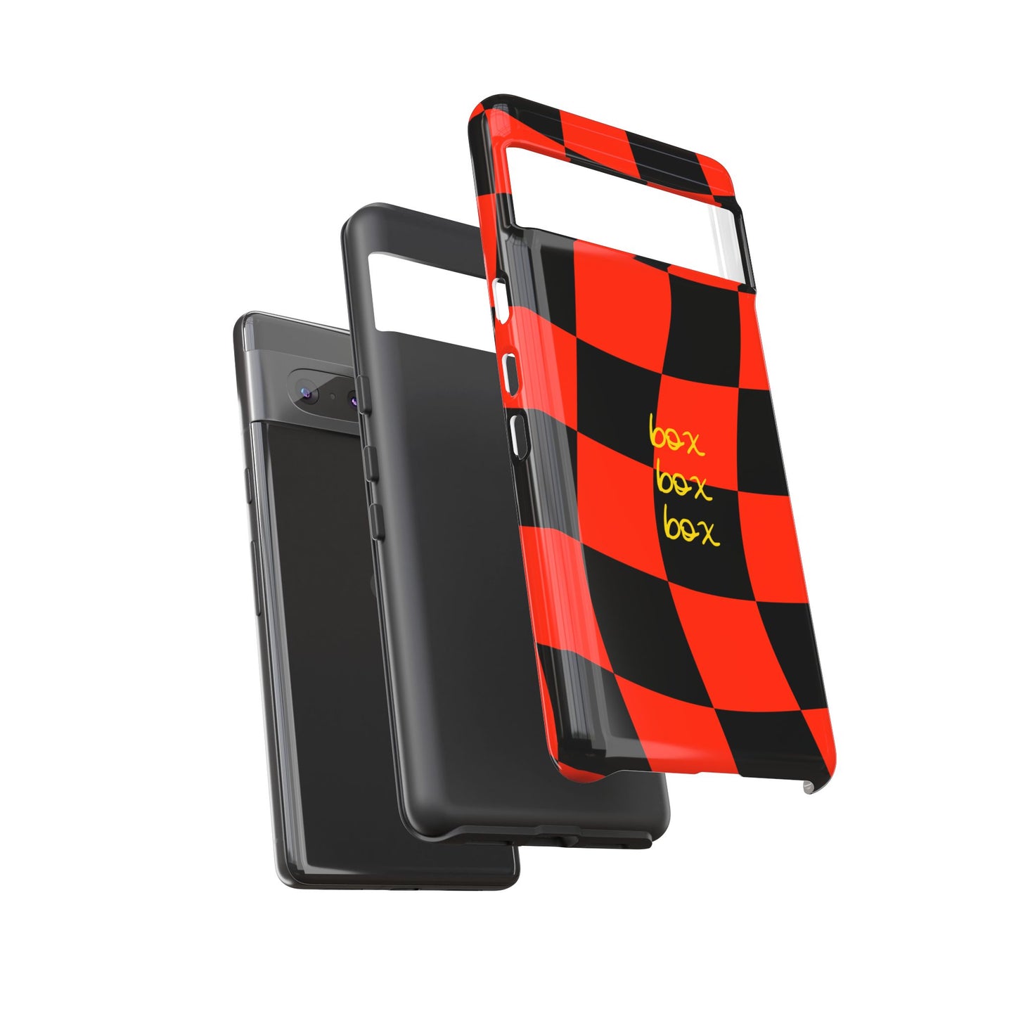 F1 Ferrari Black and Red Checkered Phone Case, Box Box Box F1 Phone Case