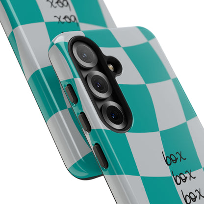 Mercedes Teal and Grey Checkered F1 Phone Case, Box Box Box F1 Phone Case