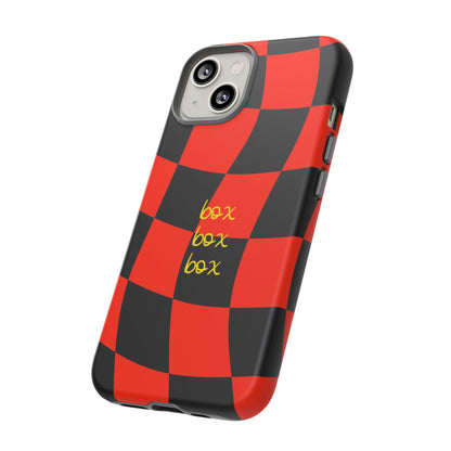 F1 Ferrari Black and Red Checkered Phone Case, Box Box Box F1 Phone Case