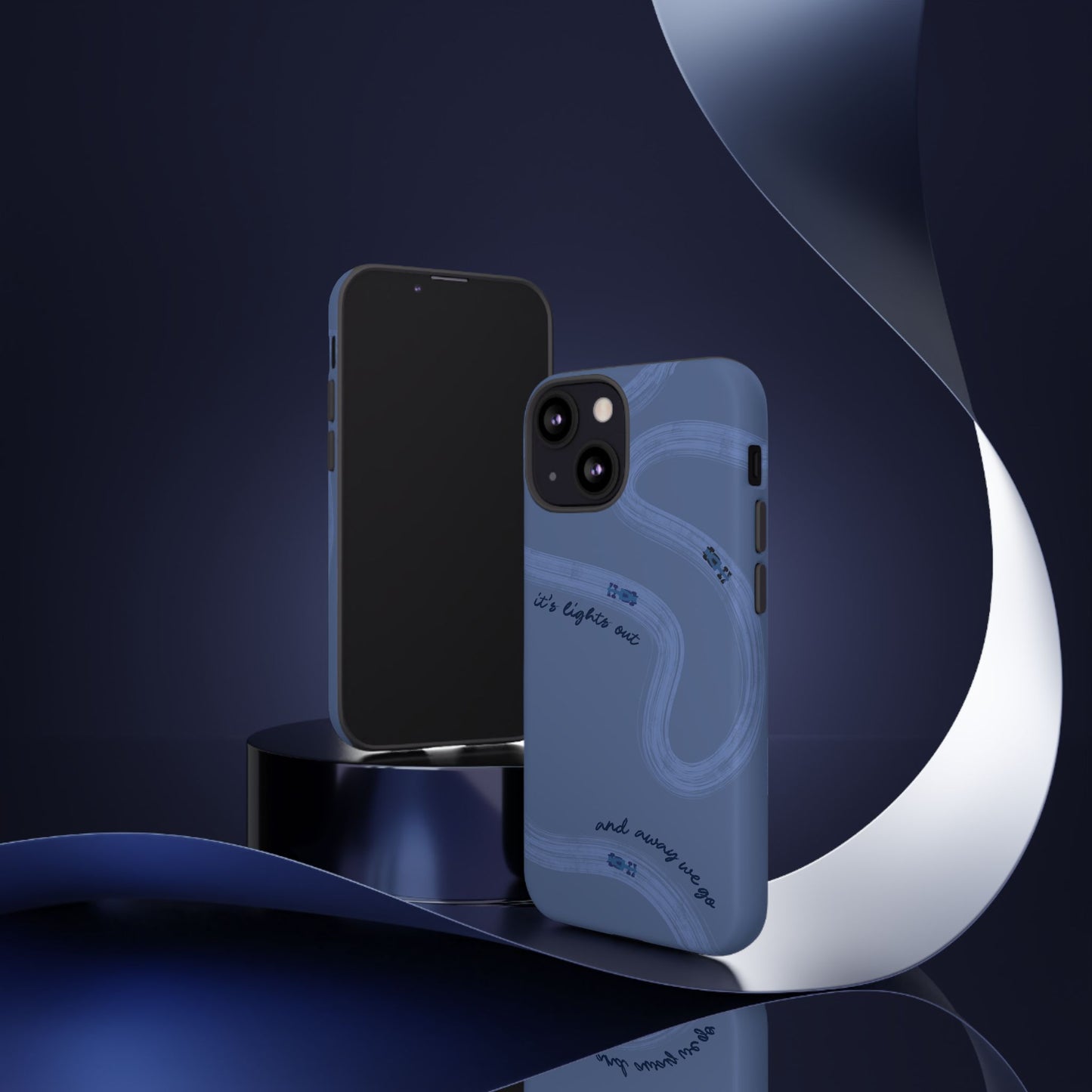 F1 Phone Case Monochrome Dark Blue Painted "its lights out and away we go", Trendy F1 Gift, Formula 1 Gift, Cute F1 Phone Case, Phone Case