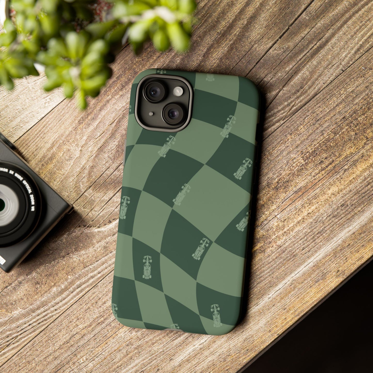 F1 Phone Case Green Checkerboard Design, Trendy F1 Gift, Formula 1 Gift, Cute F1 Phone Case, Unique Formula One Phone Case