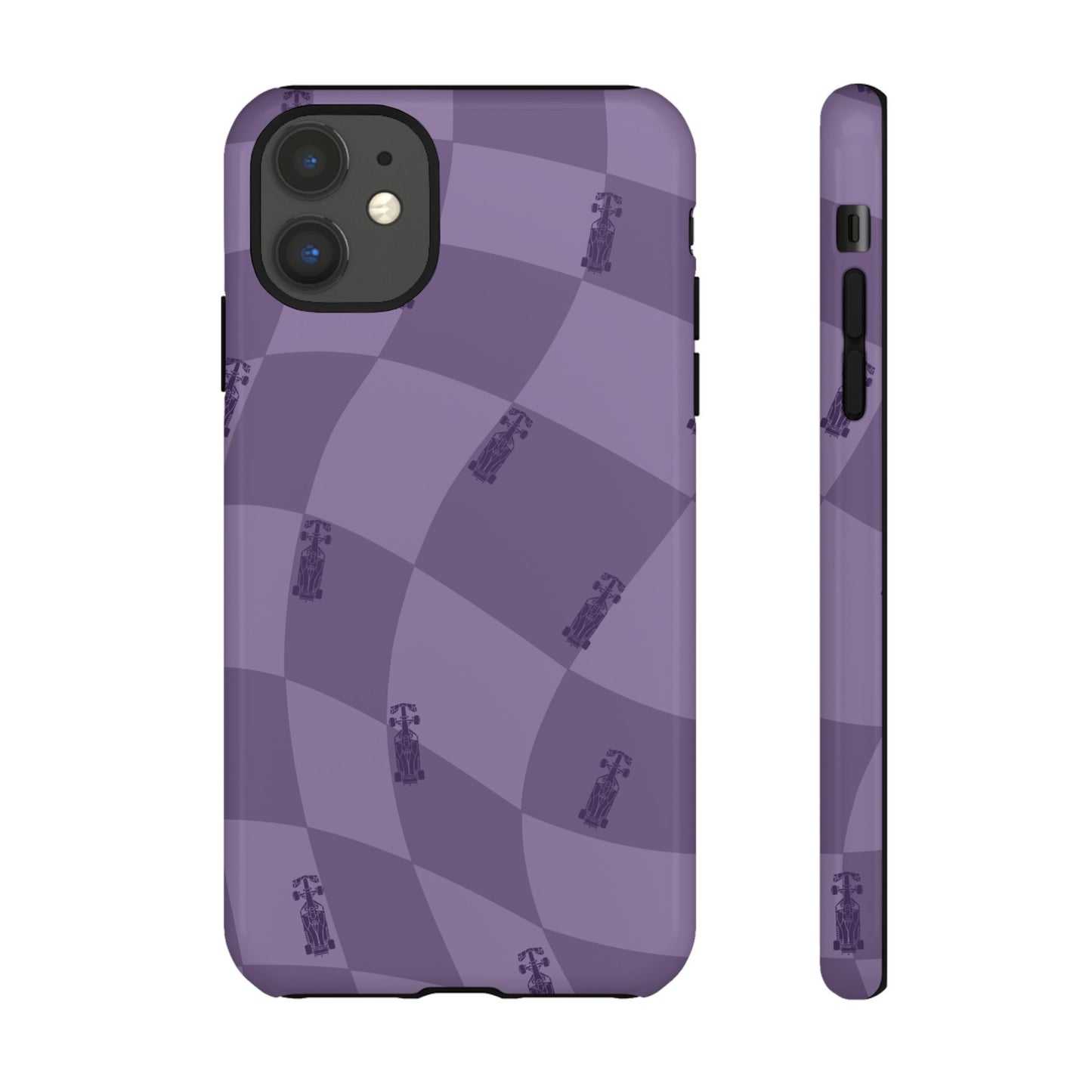F1 Phone Case Purple Checkered Design, Trendy F1 Gift, Formula 1 Gift, Cute F1 Phone Case, Unique Formula One Phone Case