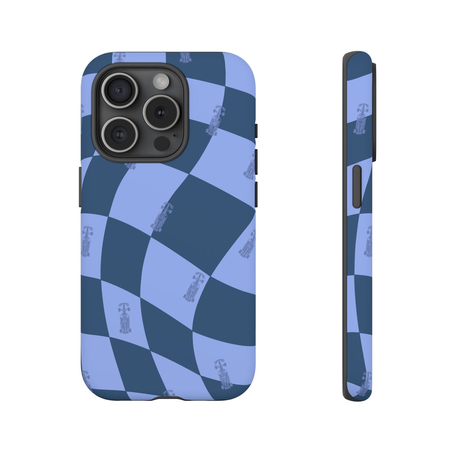 F1 Phone Case Blue Checkerboard Design, Trendy F1 Gift, Formula 1 Gift, Cute F1 Phone Case, Unique Formula One Phone Case