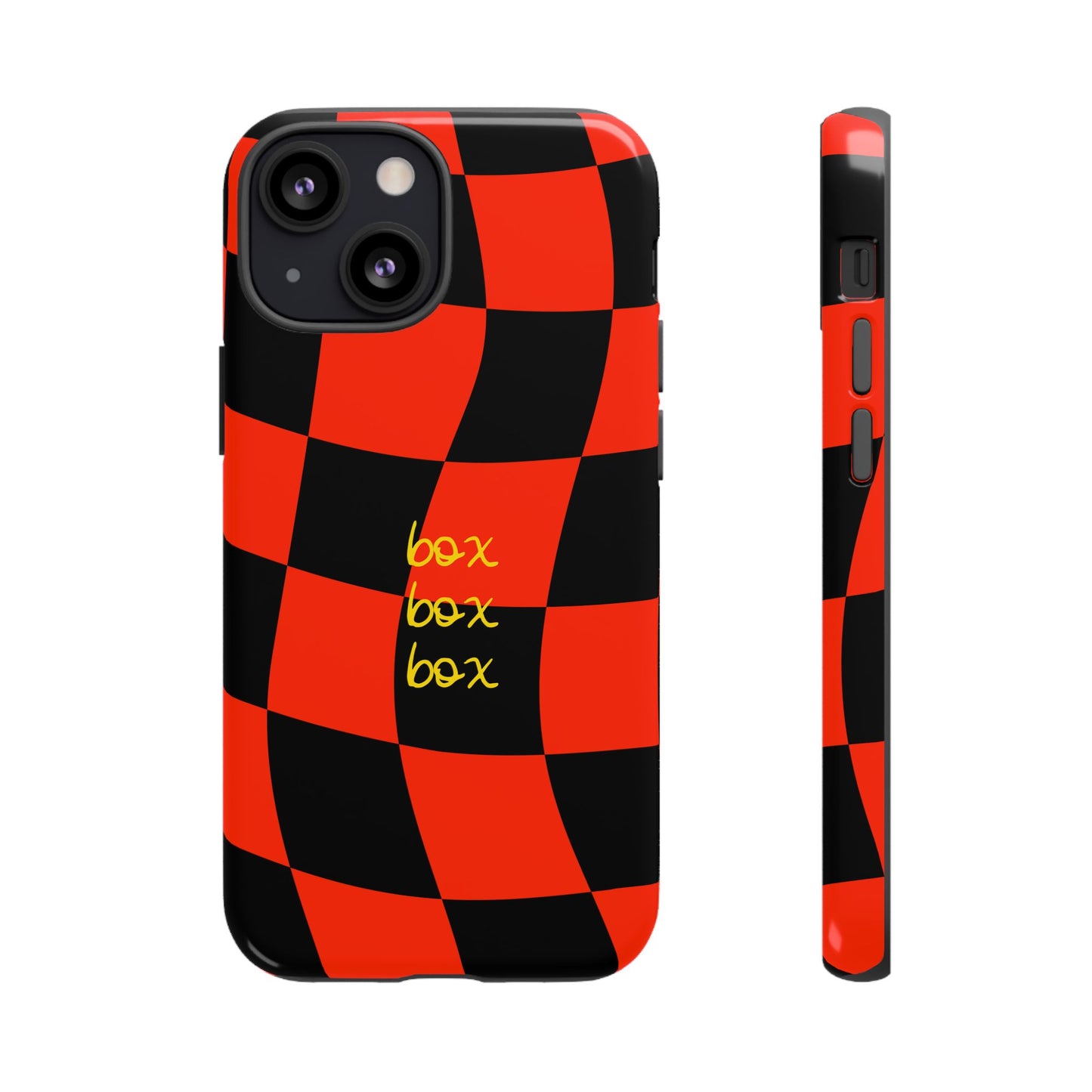 F1 Ferrari Black and Red Checkered Phone Case, Box Box Box F1 Phone Case