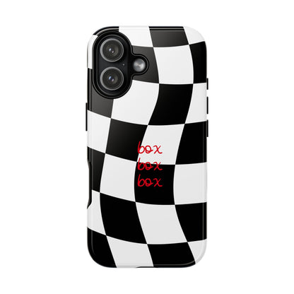 Black and Red Checkered F1 Phone Case, Box Box Box F1 Phone Case