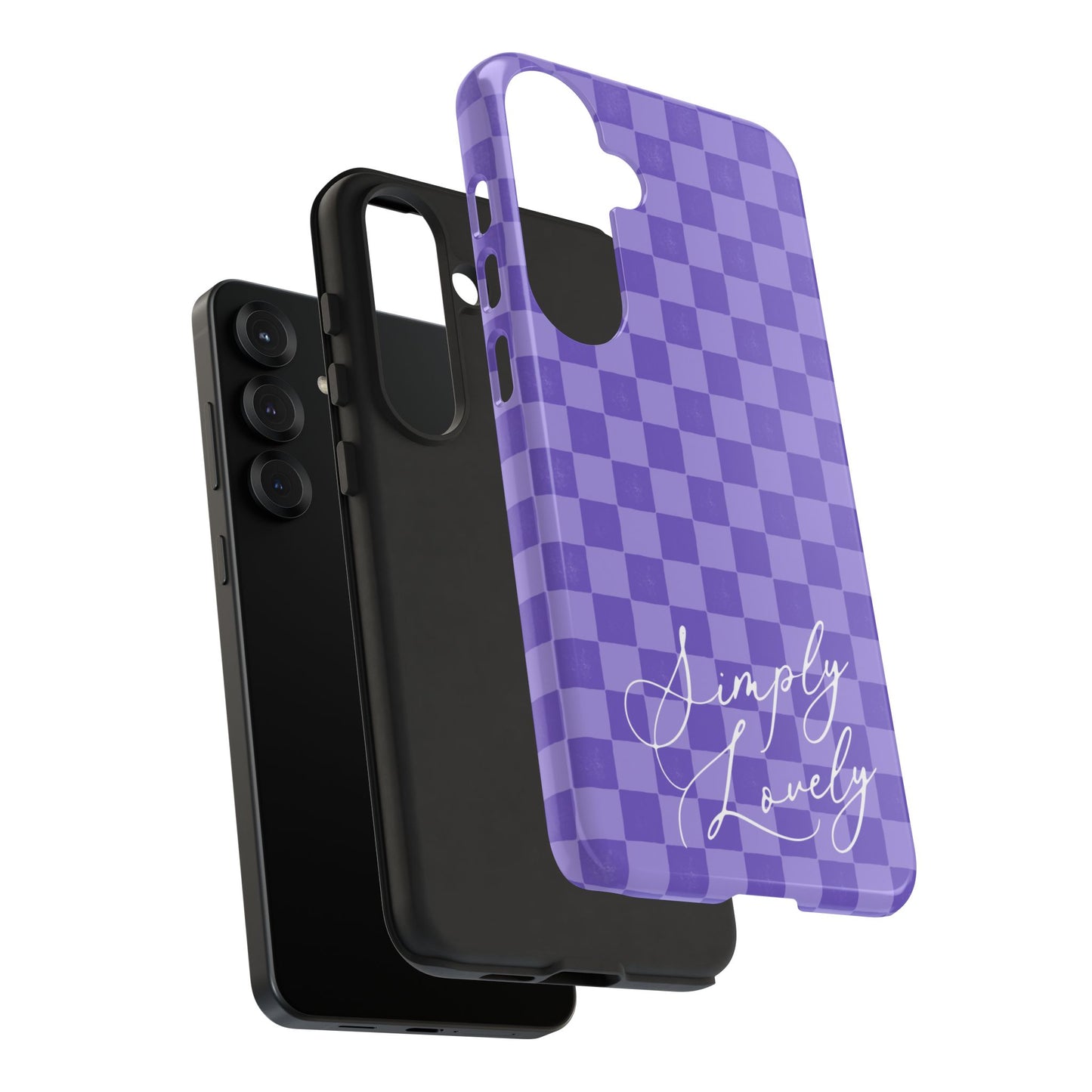 Simply Lovely Purple Checkered F1 Phone Case Design, Trendy F1 Gift, Formula 1 Gift, Cute F1 Phone Case