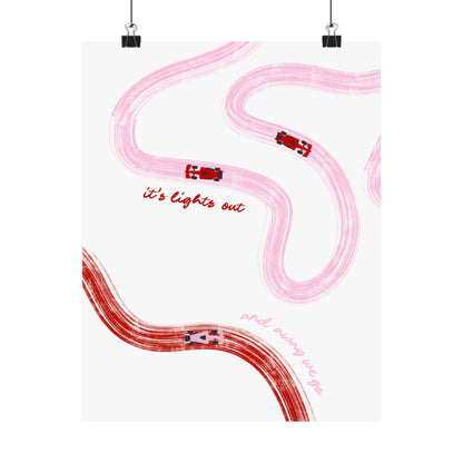 Pink and Red F1 Matte Vertical Poster | F1 Giclée Art Print (US SIZING)