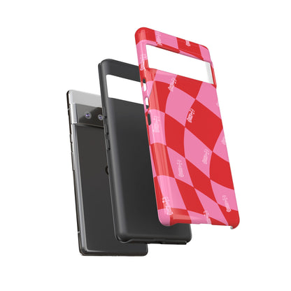 F1 Phone Case Pink and Red Checkerboard Design, Trendy F1 Gift, Girly Formula 1 Gift, Cute F1 Phone Case, Unique Formula One Phone Case