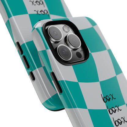 Mercedes Teal and Grey Checkered F1 Phone Case, Box Box Box F1 Phone Case