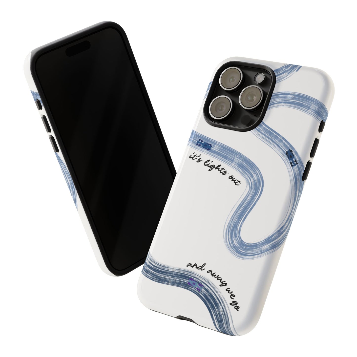 F1 Phone Case Blue Painted "its lights out and away we go", Trendy F1 Gift, Formula 1 Gift, Cute F1 Phone Case, Gift for F1 Fans
