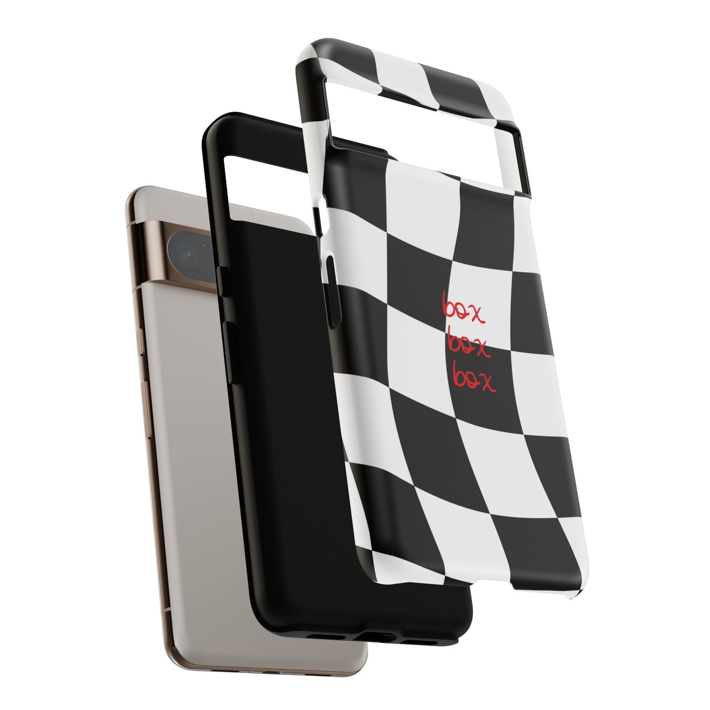 Black and Red Checkered F1 Phone Case, Box Box Box F1 Phone Case