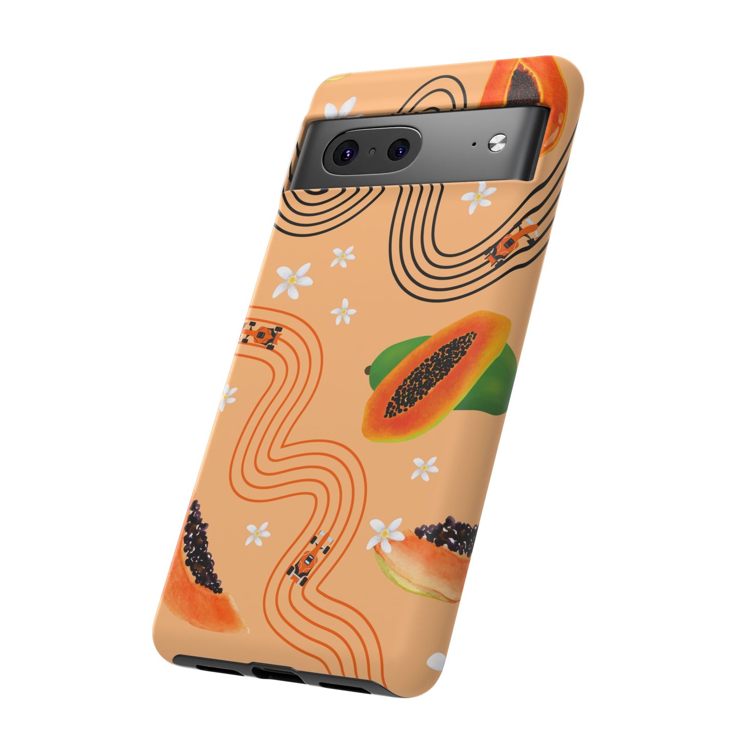 Orange F1 McLaren and Papaya Phone Case, Trendy F1 Gift, Formula 1 Gift, Cute Fruit F1 Phone Case, Unique Phone Case